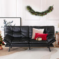 Multifunctional Futon Sofa Bed,Convertible Sleeper Futon Couch,Memory Foam Loveseat Sofa Bed,Small Splitback Faux Leather Modern Sofa for Living Room,Office,Apartment,Light Black