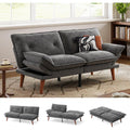 Futon Sofa Bed, 70" Chenille Futon Couch with Adjustable Backrest Armrest, 3 in 1 Convertible Comfy Loveseat Sleeper Sofa Bed for Small Spaces Dorm Room Apartment Home Office(Dark Grey)