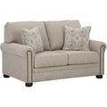 Gaelon Beige Chenille Loveseat, Nailhead Trim