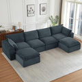 140" Boneless Couch - Modular Cloud Sofa Sectional with 2 Ottomans, Deep Seat Memory Foam Boneless Sofa, Fuzzy Corduroy L Shaped Couch for Living Room (No Assembly)
