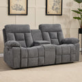 Loveseat Recliner, Manual Recliner Sofa Chair for Living Room, Reclining Sofa with Storage Console,Hidden Cup Holders, 2 Seat, Grey