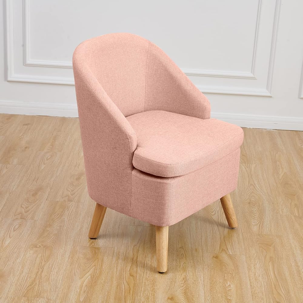 Accent Upholstered Club Cute Dirty Pink Tub Chairs with Barrel Style, Comfortable Round Side Sofa Chair Sitting Sofa Chair for Living Room Bedroom Small Spaces