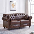 Faux Leather Chesterfield Loveseat, Mid Century Modern Classic Sofa