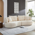HAMORE 110" Curved Sectional Sofa, 2-Piece Modular Teddy Boucle Fabric Couch, Brown Armless Curved Sofa with 2 Pillows, Easy Tool-Free Assembly, Modern Curved Couch for Living Room Apartment (Beige)